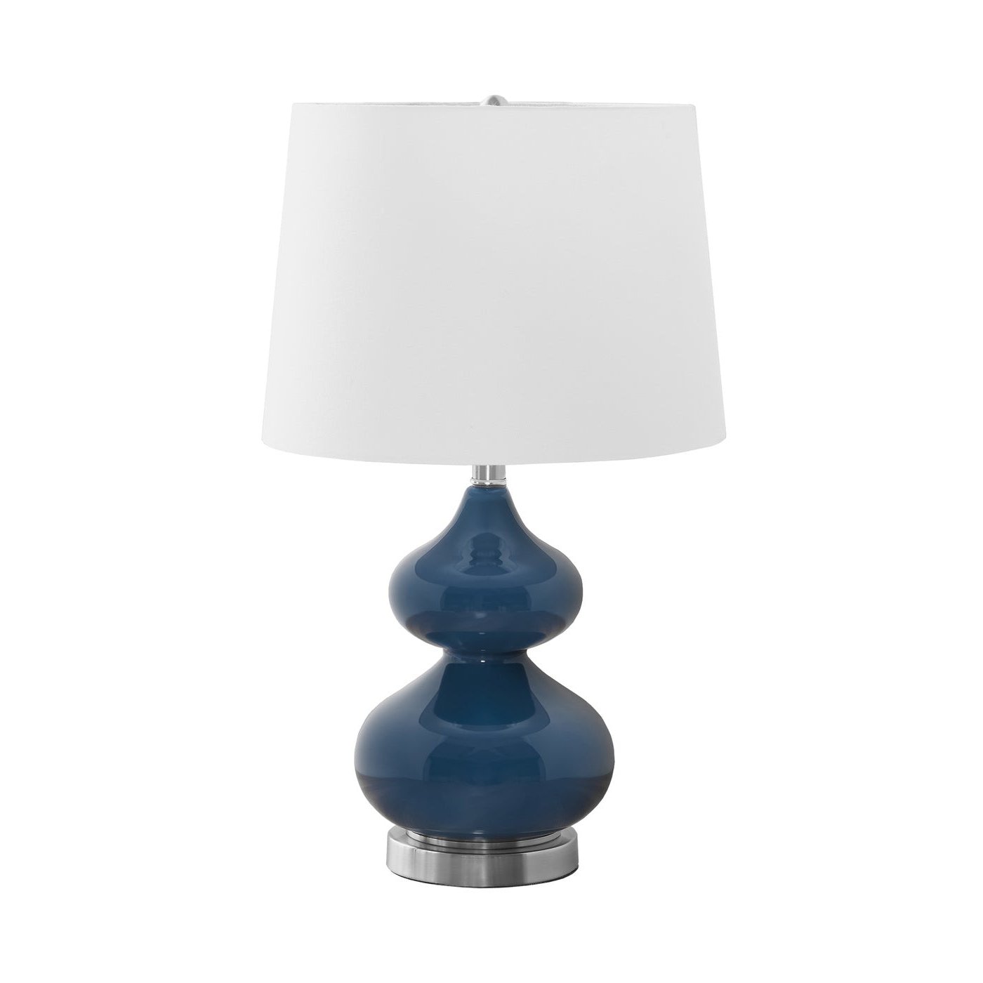 LIGHTING - 24"H TABLE LAMP BLUE GLASS / IVORY SHADE