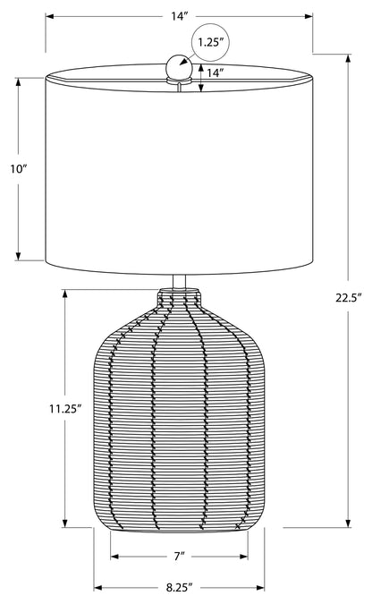 LIGHTING - 23"H TABLE LAMP BROWN RATTAN / BEIGE SHADE