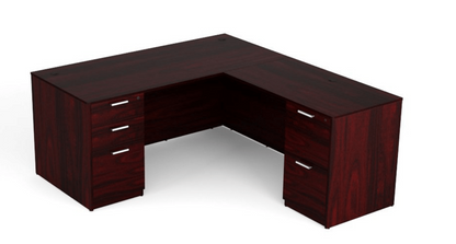 Kai Reversible L-Desk with Double Full Pedestals. Five Color Choices 66x78