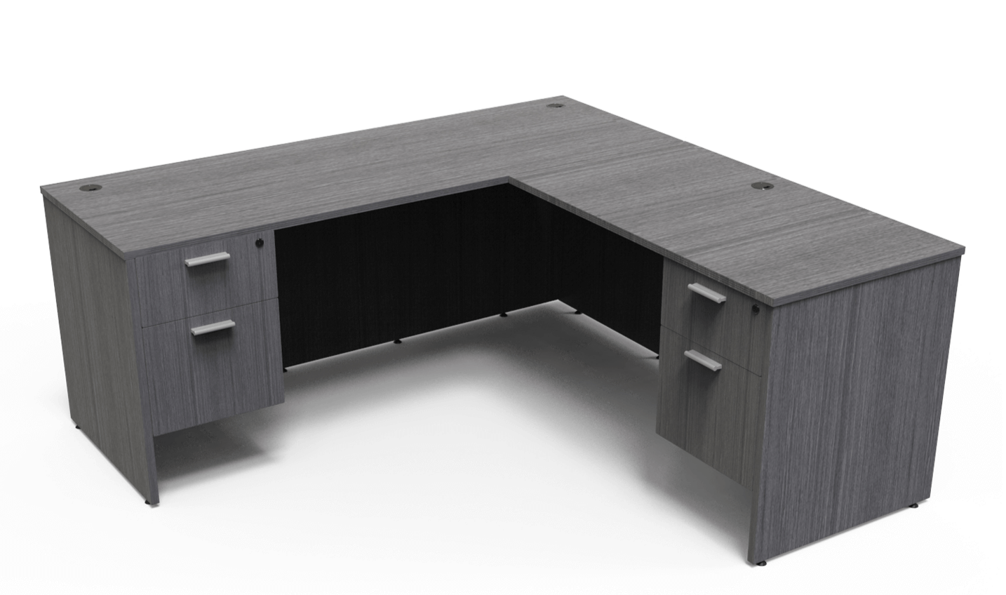 Kai Reversible L-Desk with Double Suspended Pedestals (66x78)