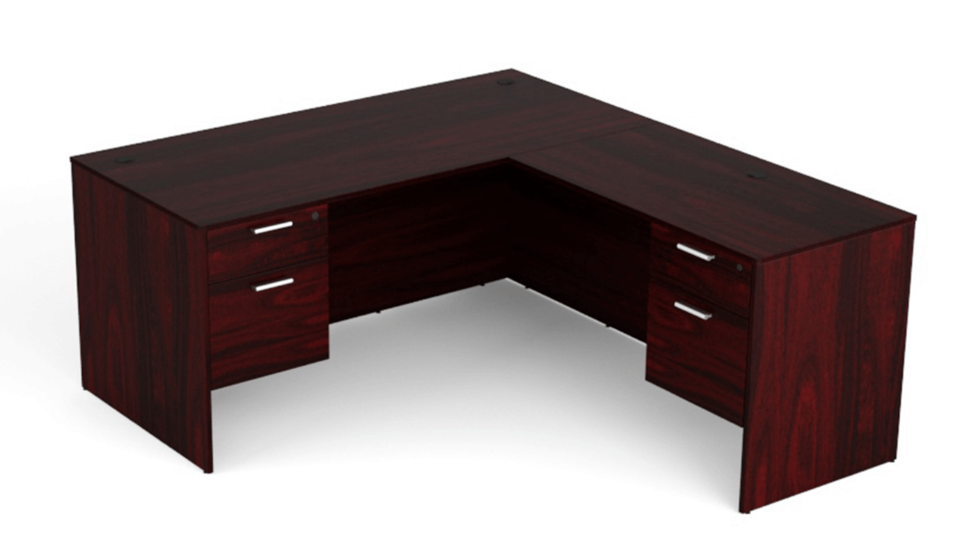 Kai Reversible L-Desk with Double Suspended Pedestals (66x78)