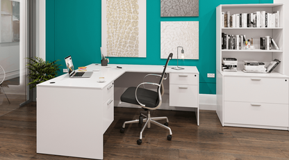 Kai Reversible L-Desk with Double Suspended Pedestals (66x78)