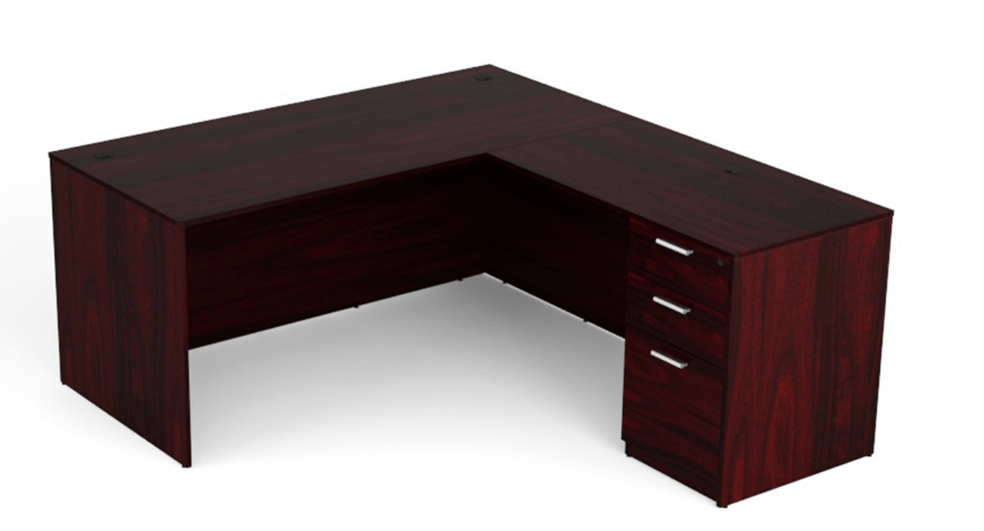 Kai Reversible L-Desk with Single Full Pedestal (71x72)