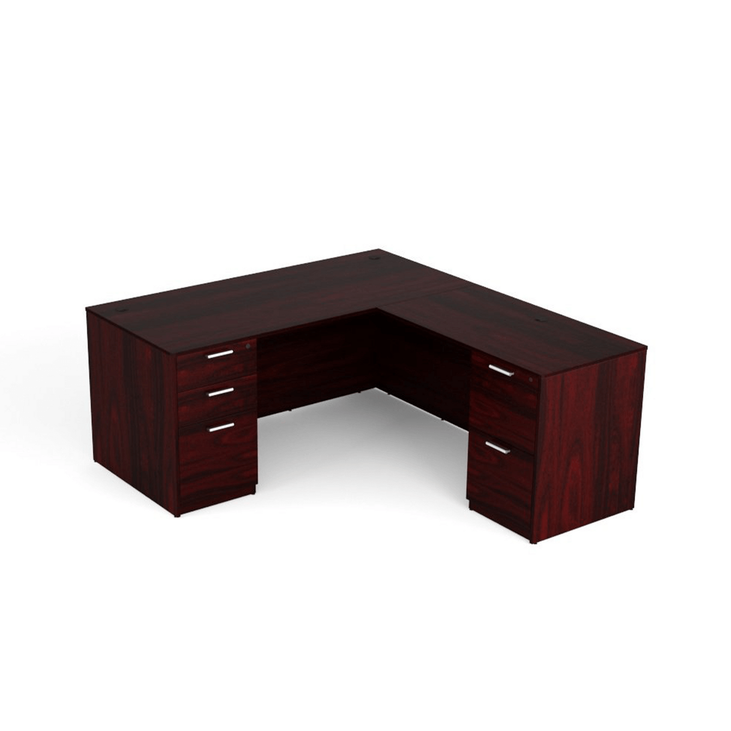 Kai Reversible L-Desk with Double Full Pedestals.  Five Color Choices 66x72