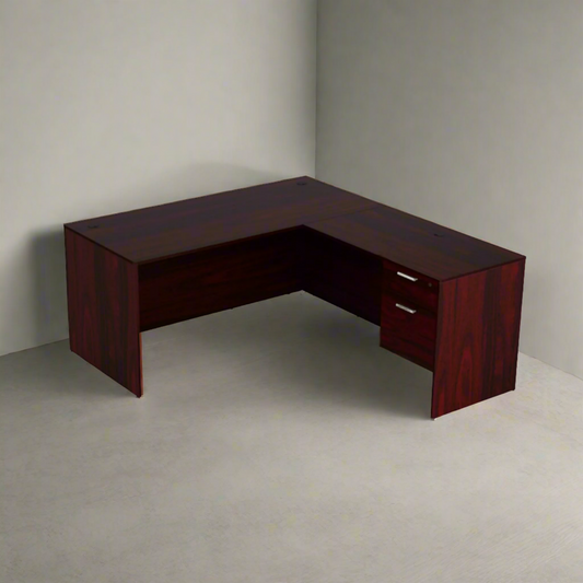 Kai Reversible L-Desk with Single Suspended Pedestal (71x84)