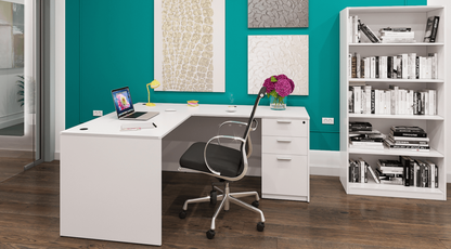 Kai Reversible L-Desk with Single Full Pedestal (71x72)