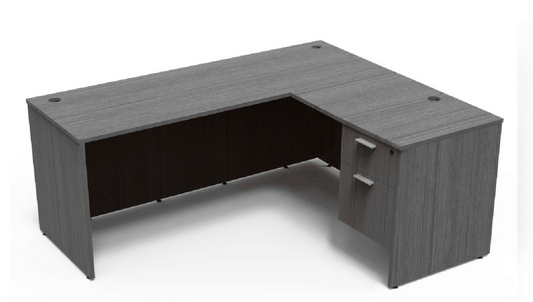 Kai Reversible L-Desk with Single Suspended Pedestal (71x72)