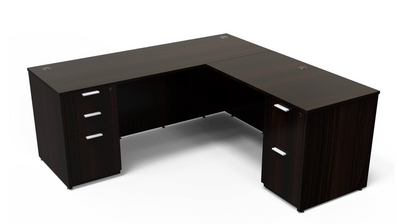 Kai Reversible L-Desk with Double Full Pedestals.  Five Color Choices 66x72