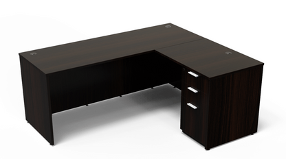 Kai Reversible L-Desk with Single Full Pedestal (71x72)