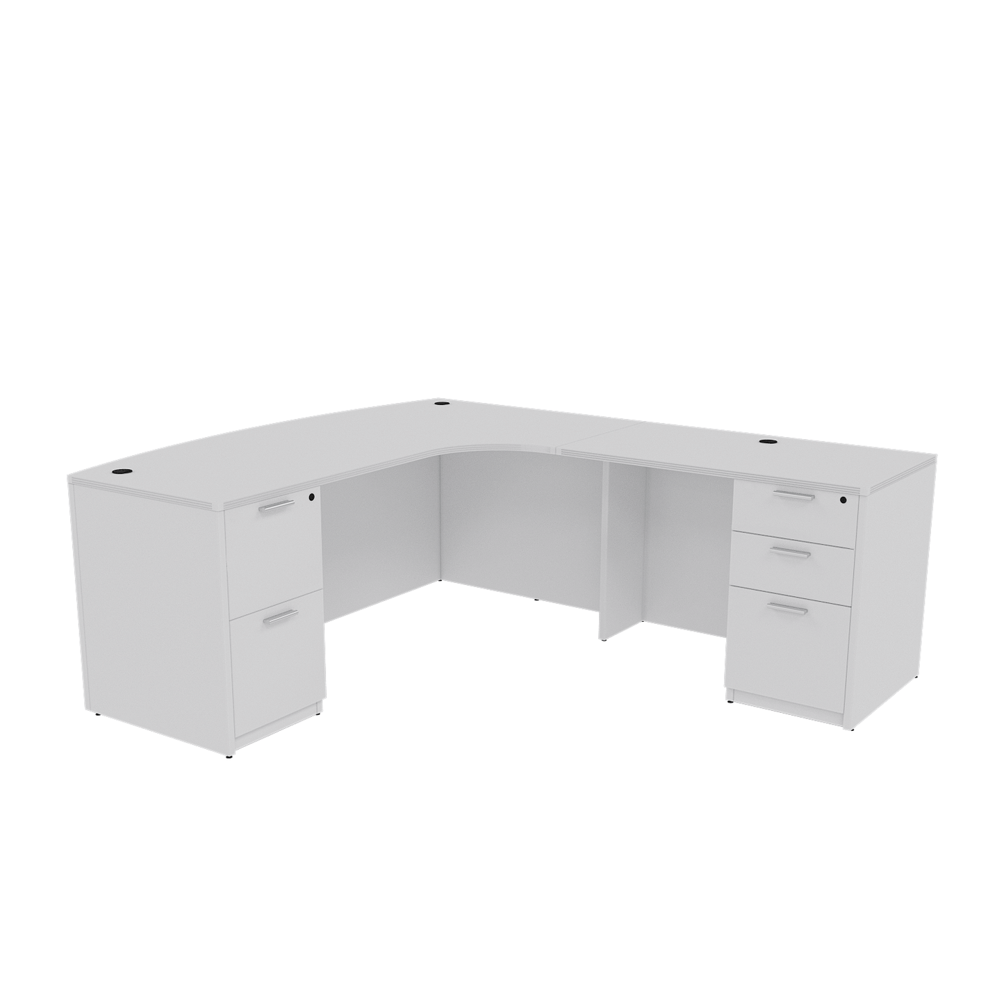 i5 Industries Kai Collection L Shaped Right-Handed Extended Bow Front Desk with Double Full Pedestals, 71″ x 84″