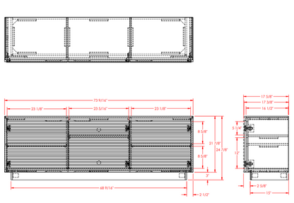 Stardust 74" Three Door TV Stand