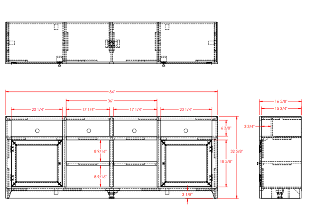 Urban Loft 84" TV Stand. Dark Mocha