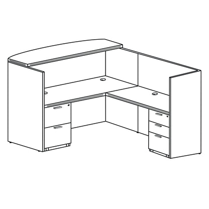 Kai L Shaped Reception Desk with Double Full Pedestals, 71″ x 72″