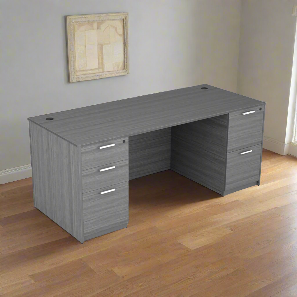 i5 Industries Kai Collection Desk with Double Full Pedestals. Five Color Choices. 30x66