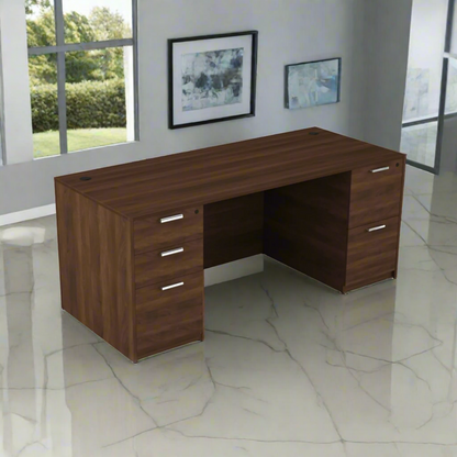 i5 Industries Kai Collection Desk with Double Full Pedestals. Five Color Choices. 30x66