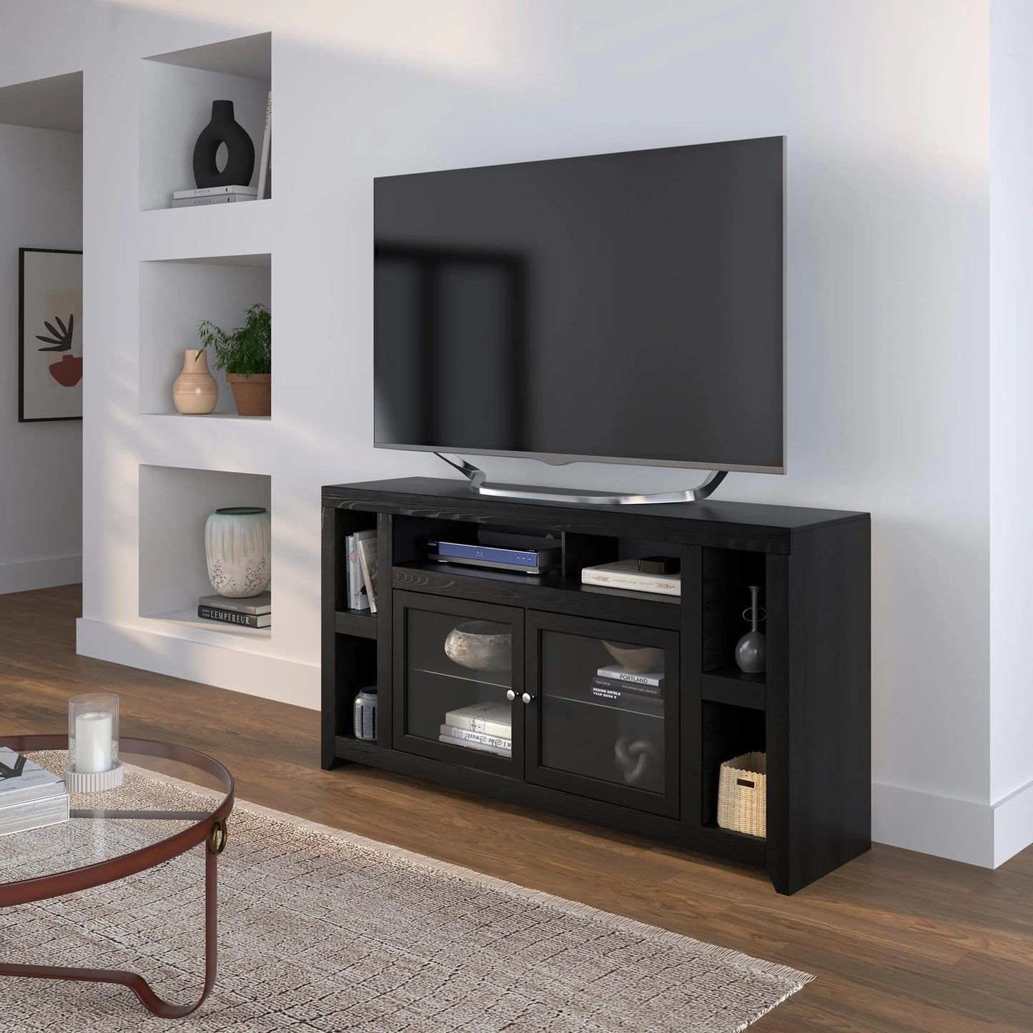 Skyline 65" TV Stand. Dark Mocha Finish