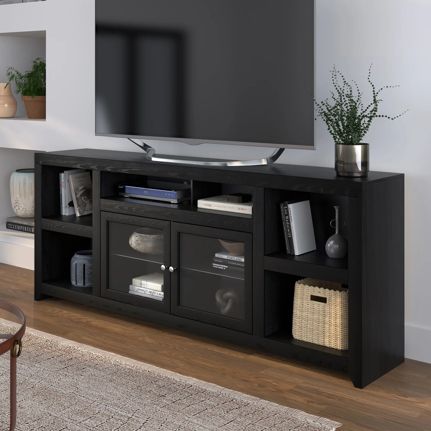 Skyline 75" TV Stand. Dark Mocha Finish