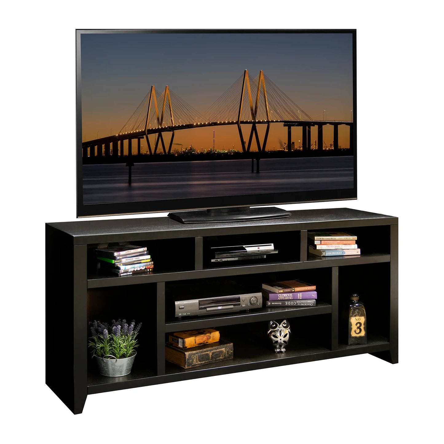 Urban Loft 66" TV Stand. Dark Mocha