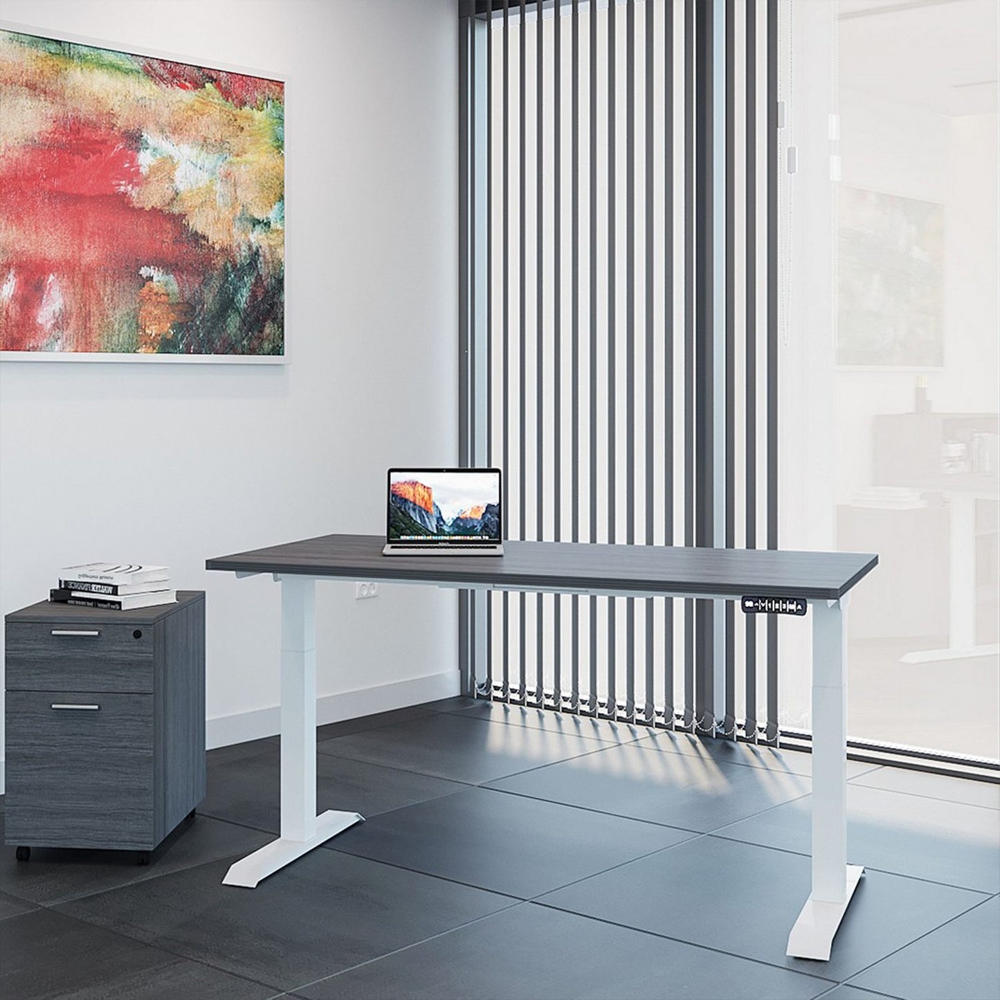 iRize Height Adjustable Desk with Black Base (30x72)