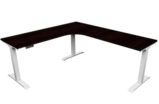 iRize Height Adjustable Reversible L-Desk with White Base (71x72)